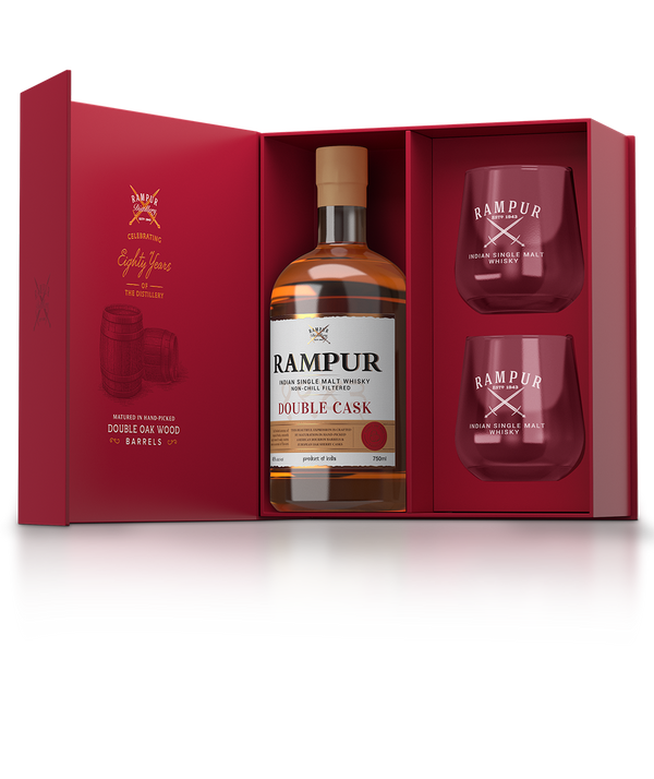 Rampur Double Cask with 2 Glasses 750ml