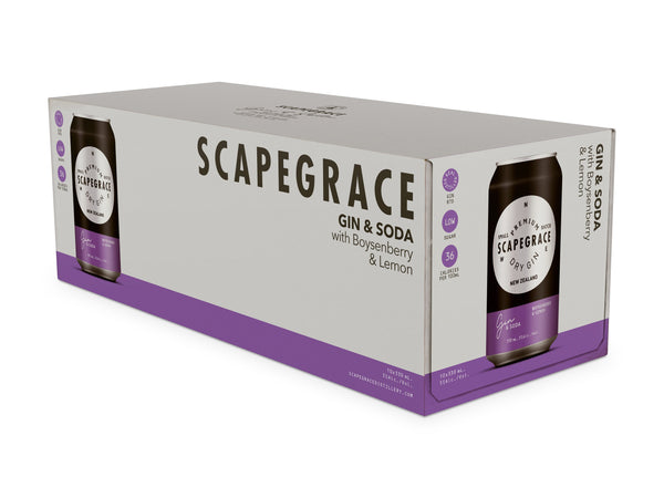 Scapegrace Gin and Soda With Boysenberry and Lemon 5% 10 Pack Cans 330ml