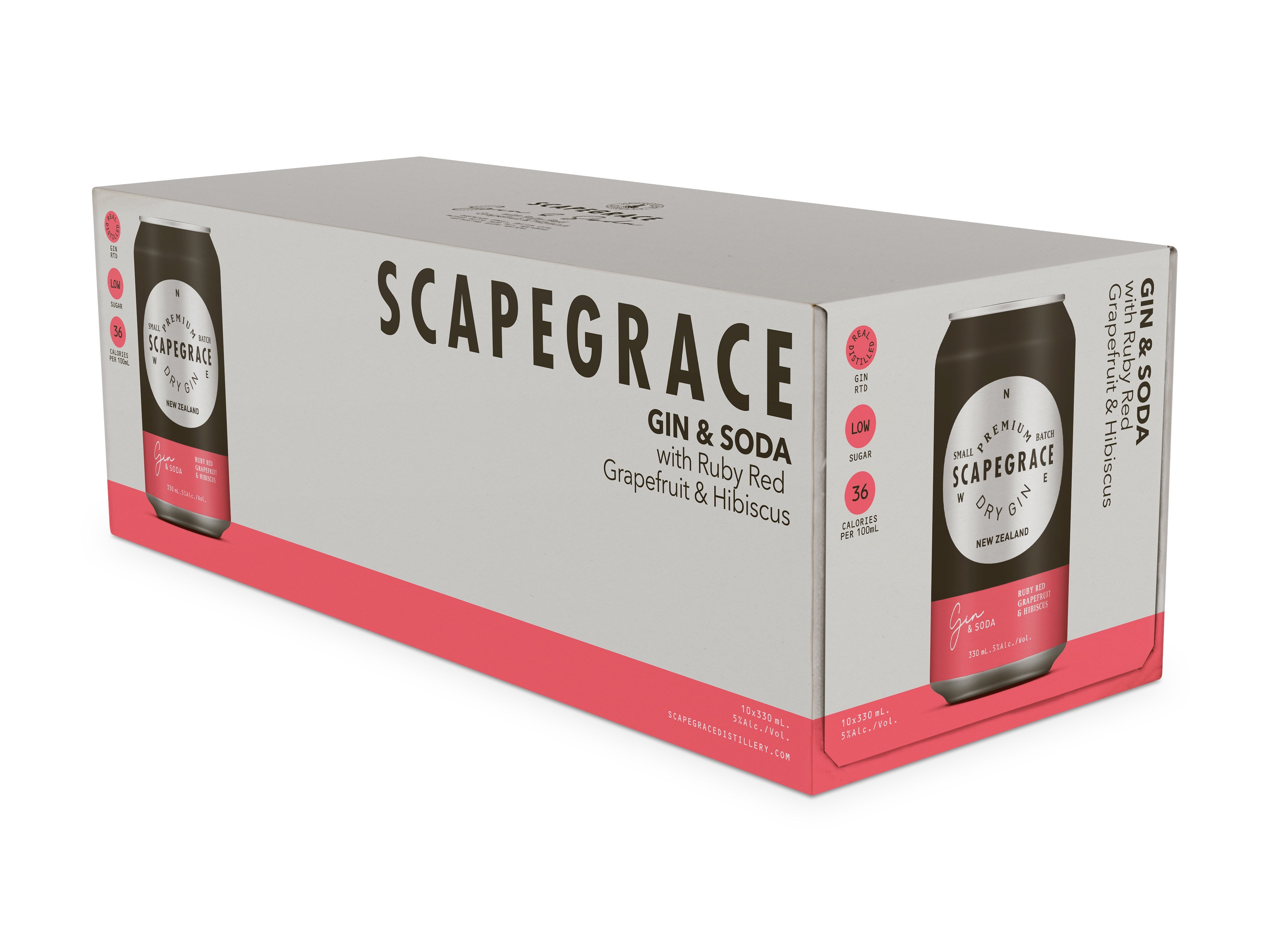 Scapegrace Gin Hibiscus & Ruby Red Grapefruit 5% 10 Pack Cans 330ml