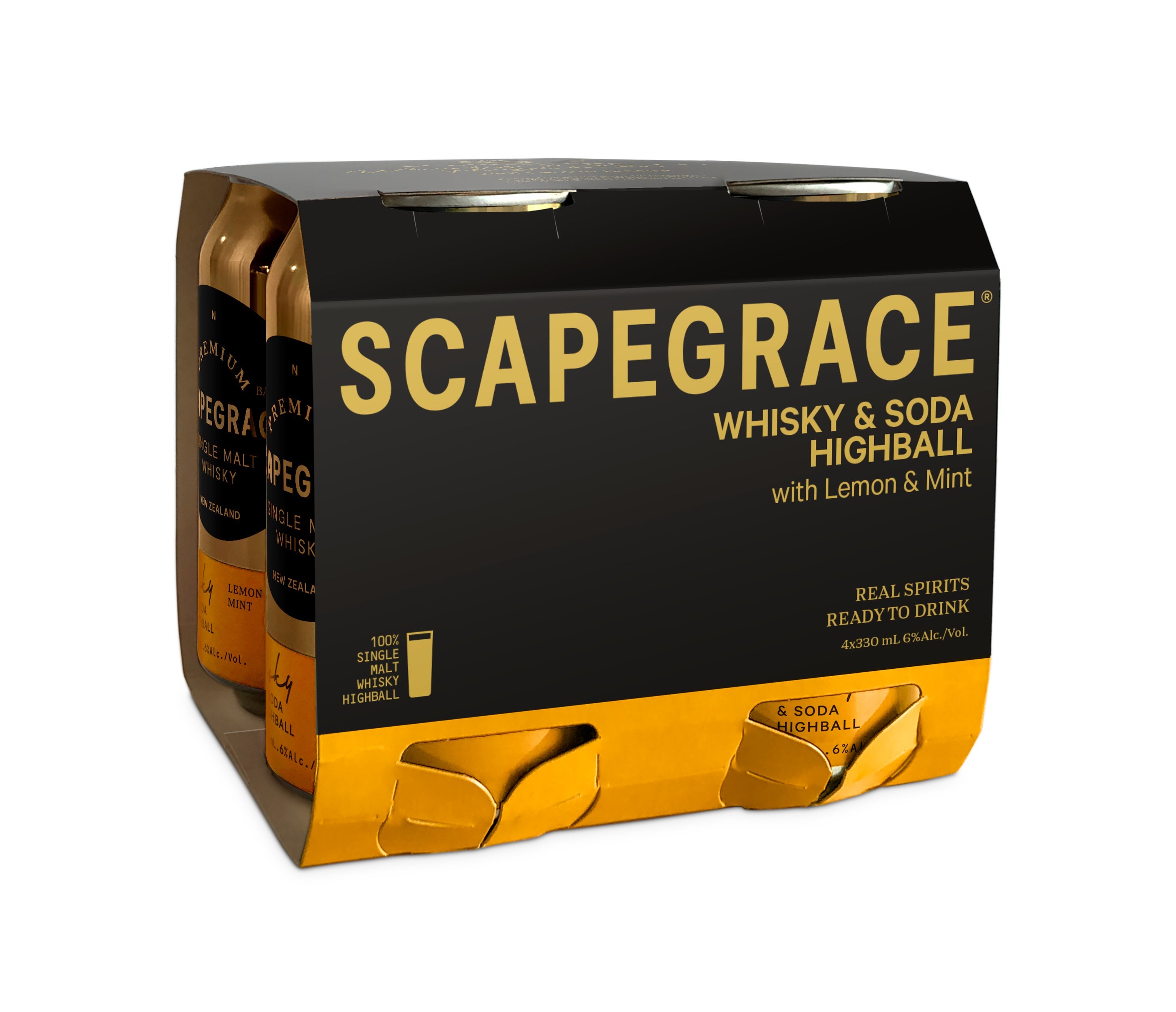 Scapegrace Single Malt with Soda Lemon & Mint 4 Pack Cans 330ml