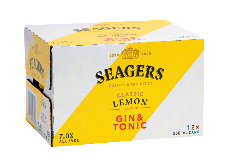 Seagers Gin & Tonic Lemon 7% 12 Pack Cans 250ml