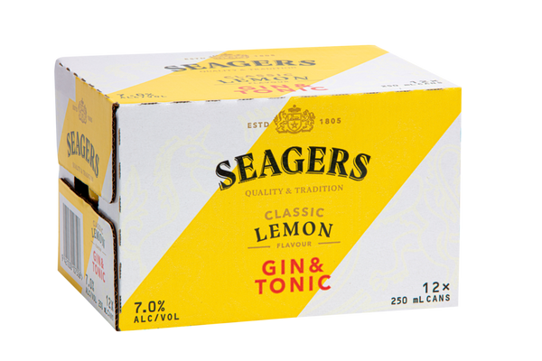 Seagers Gin & Tonic Lemon 7% 12 Pack Cans 250ml