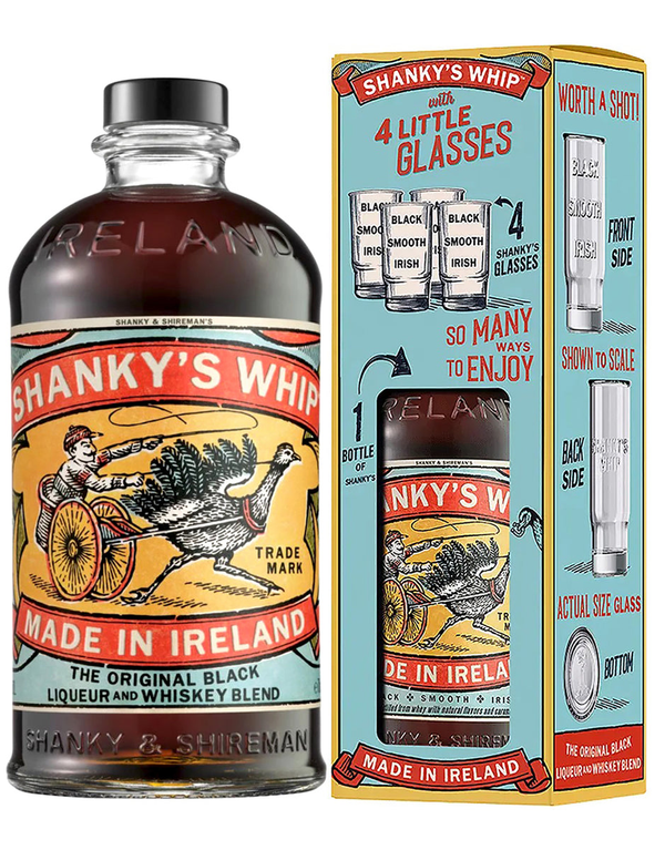 Shankys Whip Gift Pack with 4 Little Glasses 700ml