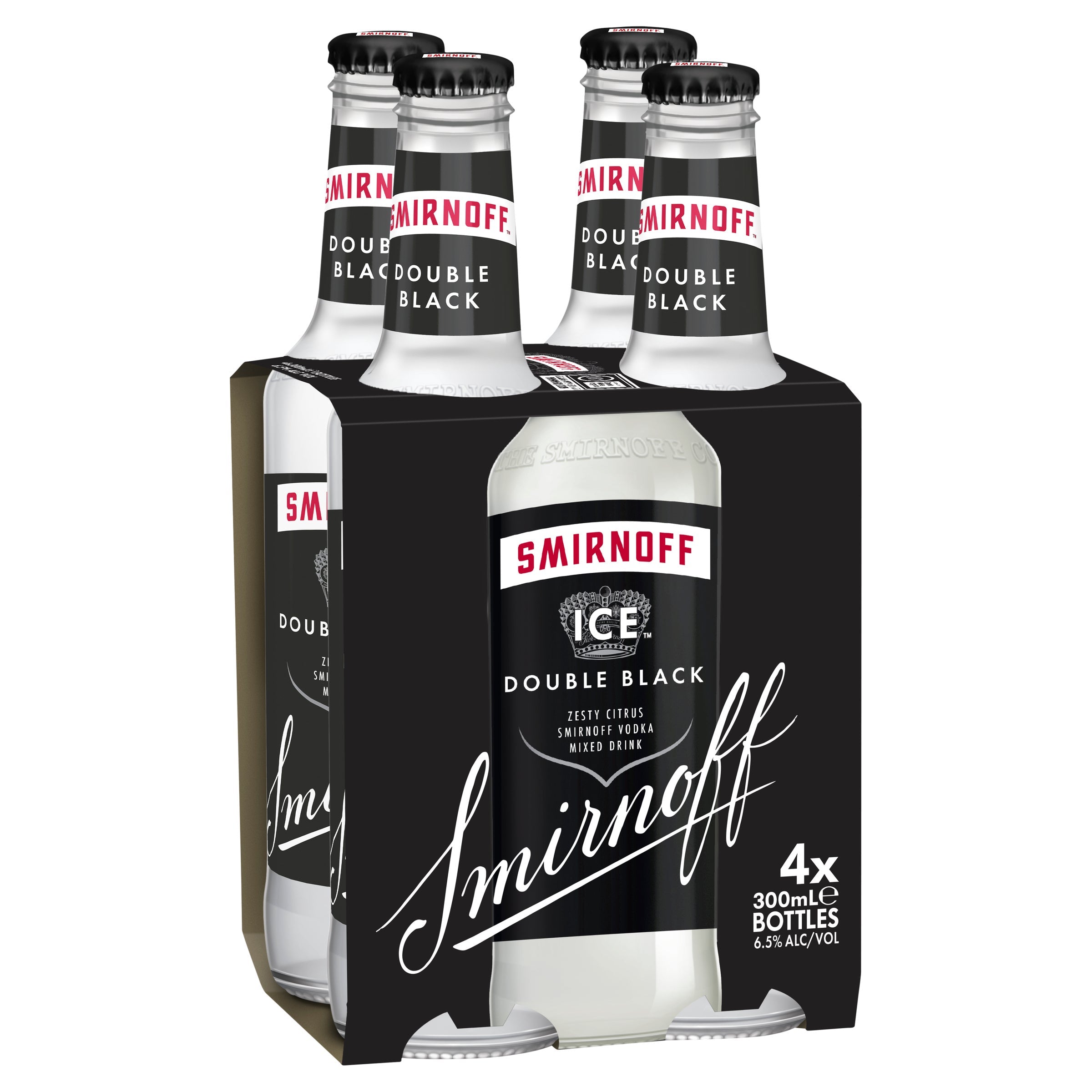 Smirnoff Ice Double Black 7% 4 Pack Bottles 300ml