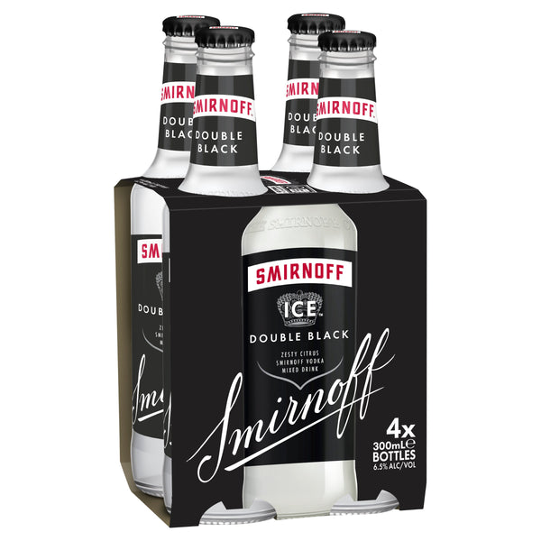 Smirnoff Ice Double Black 7% 4 Pack Bottles 300ml