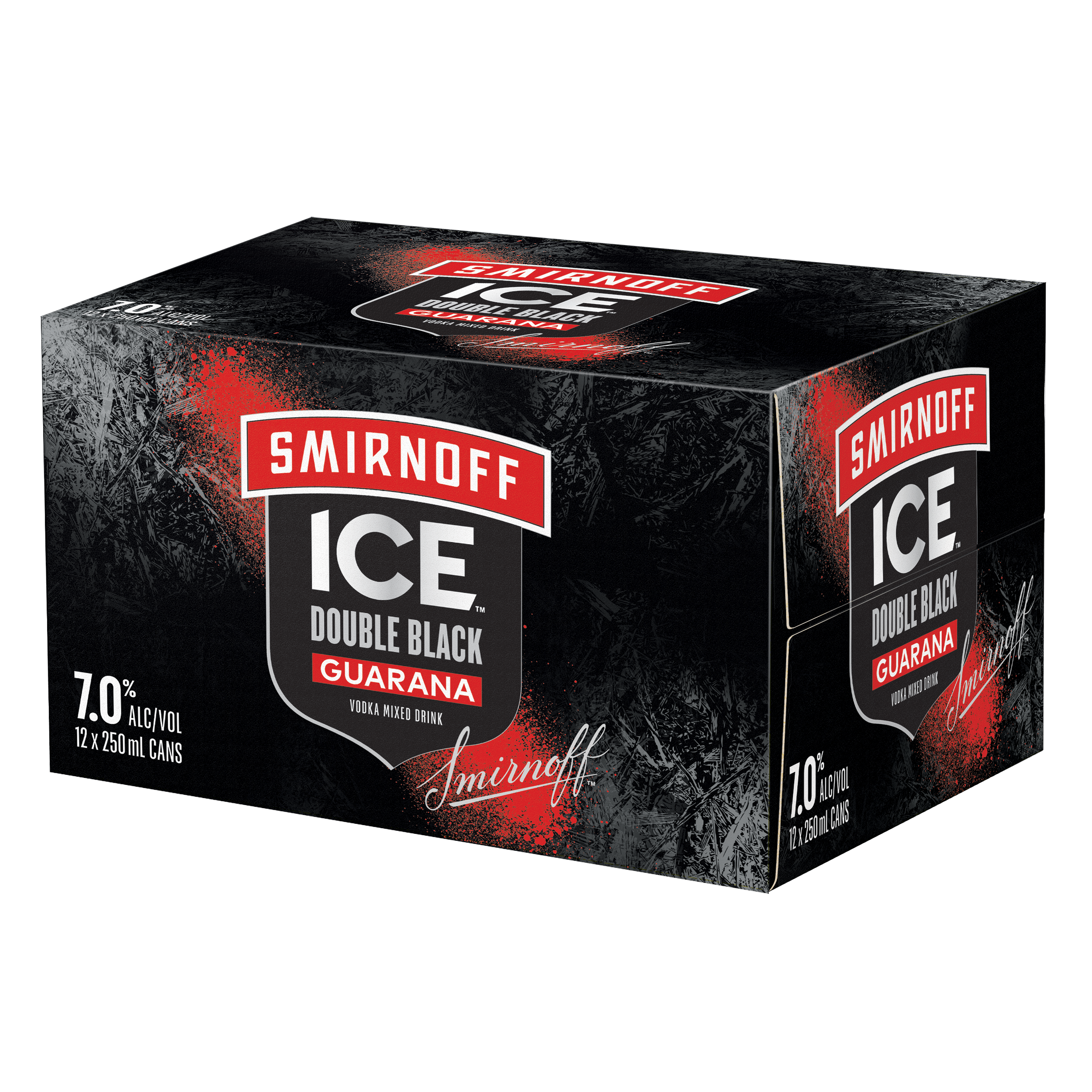 Smirnoff Ice Double Black Guarana 7% 12 Pack Cans 250ml