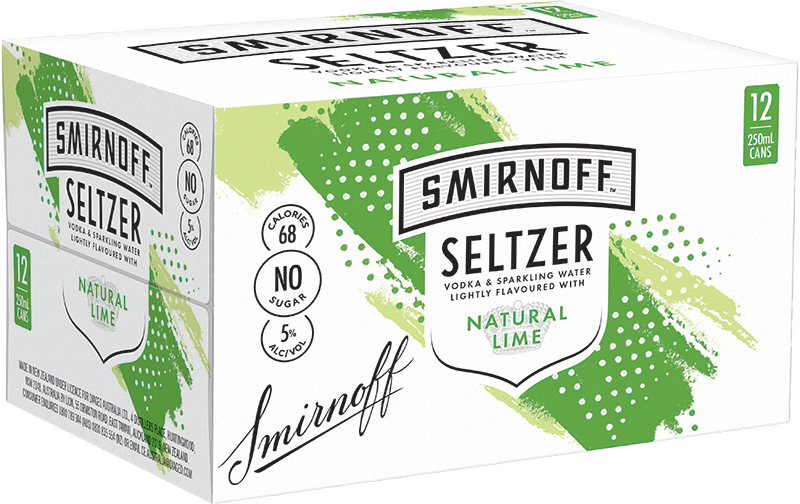 Smirnoff Seltzer Natural Lime 5% 12 Pack Cans 250ml