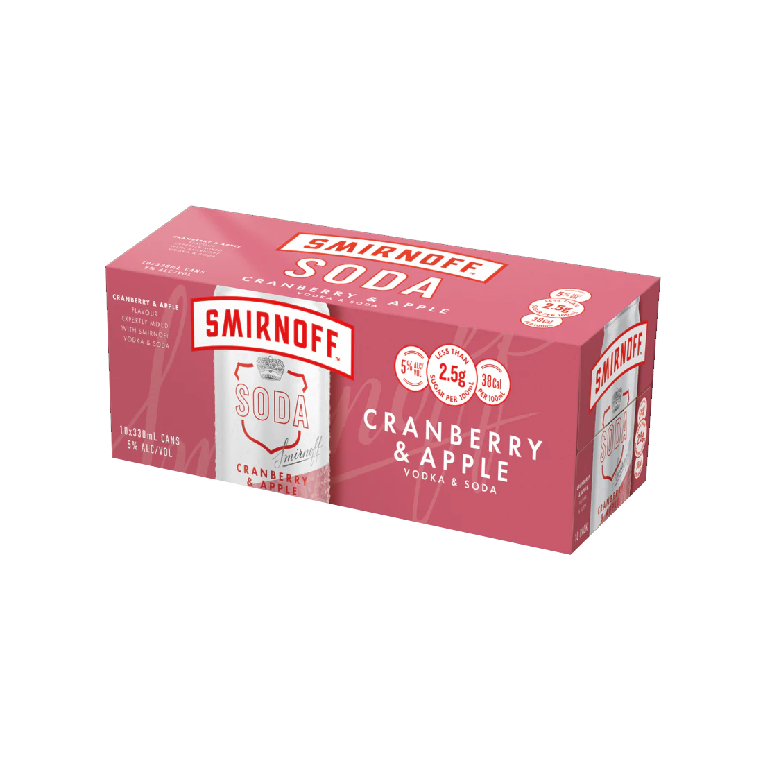 Smirnoff Soda Vodka Cranberry Apple 5% 10 Pack Cans 330ml