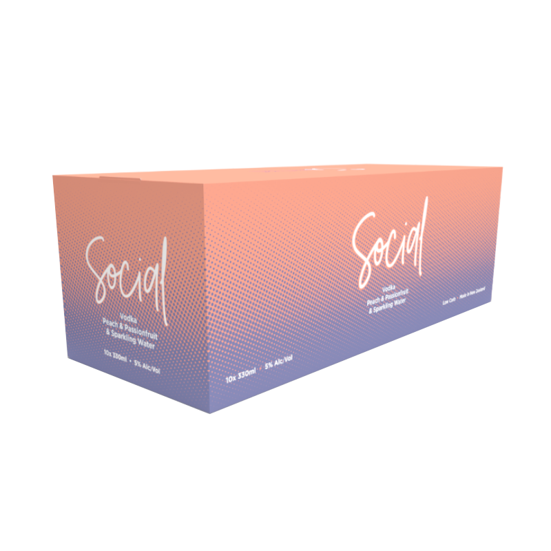 Social RTD Peach and Passionfruit Vodka 5% 10 Pack Cans 330ml