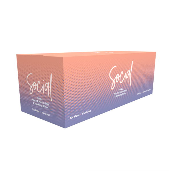 Social RTD Peach and Passionfruit Vodka 5% 10 Pack Cans 330ml