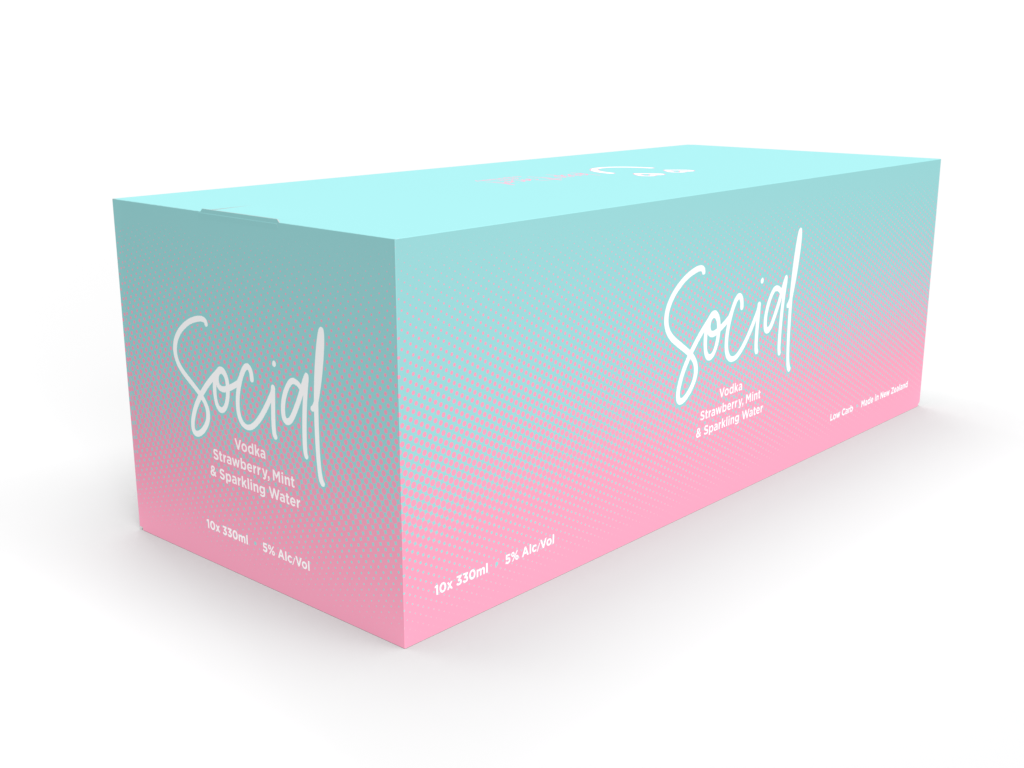 Social RTD Strawberry and Mint Vodka 5% 10 Pack Cans 330ml