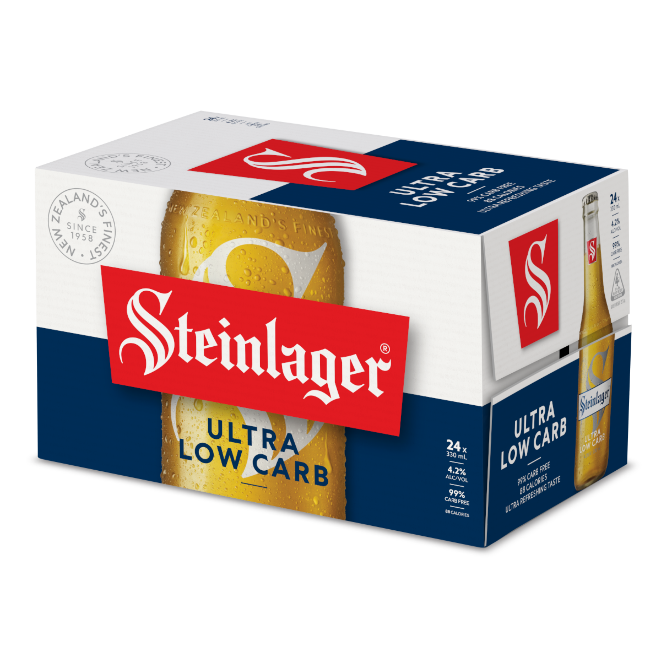 Steinlager Ultra Low Carb 24 Pack Bottles 330ml