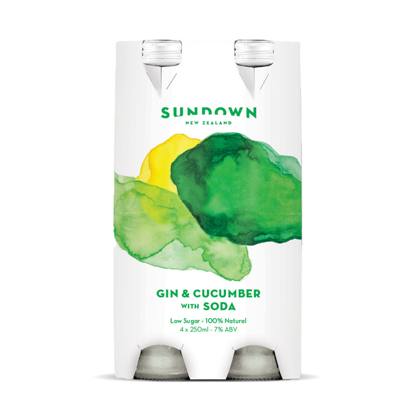 Sundown Gin & Cucumber With Soda 7% 4 Pack Bottles 250ml