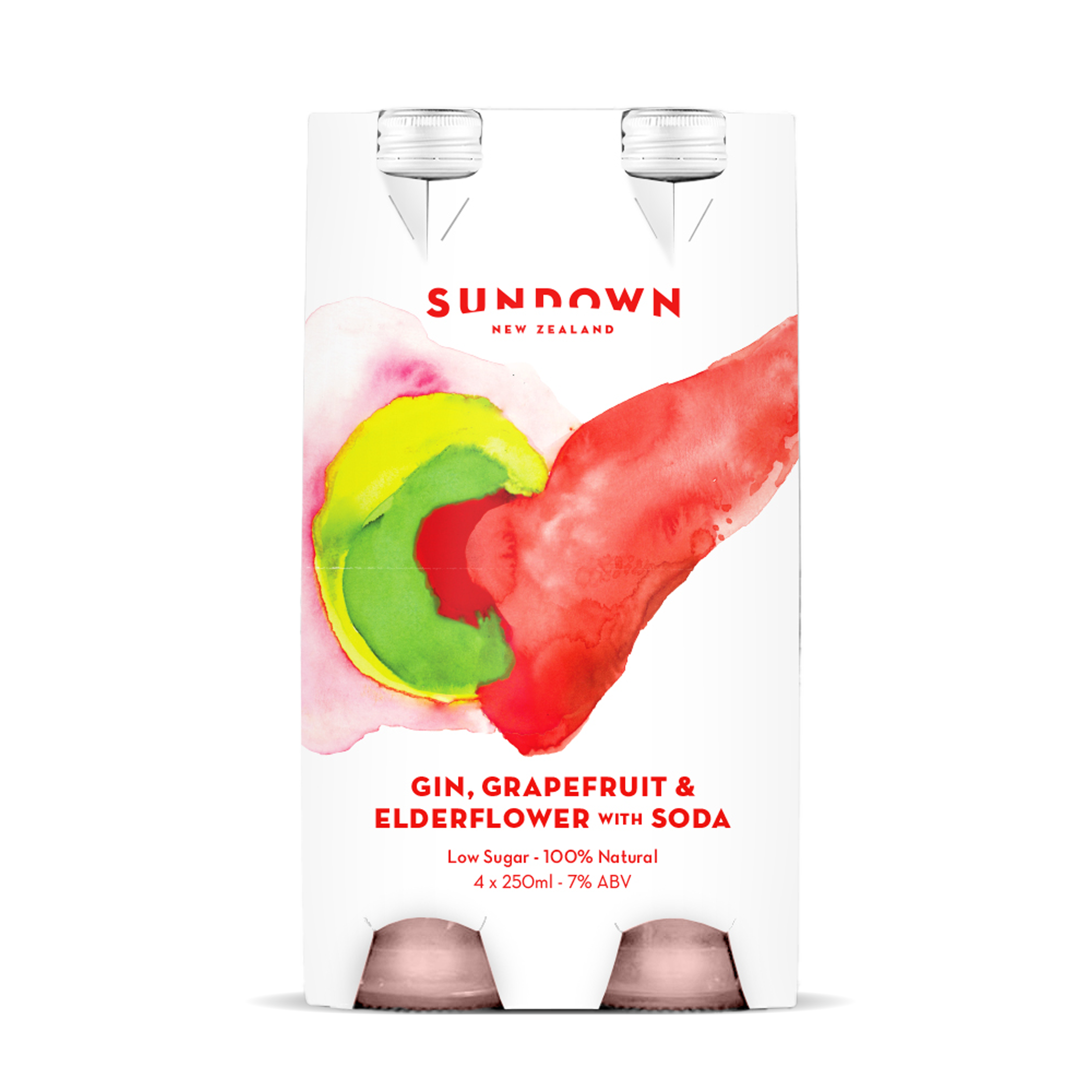 Sundown Gin Grapefruit Elderflower Soda 7% 4 Pack Bottles 250ml