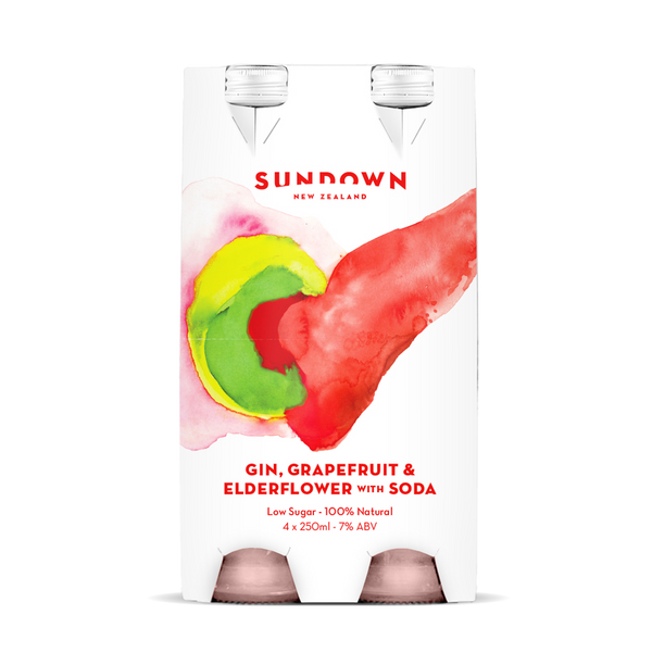 Sundown Gin Grapefruit Elderflower Soda 7% 4 Pack Bottles 250ml