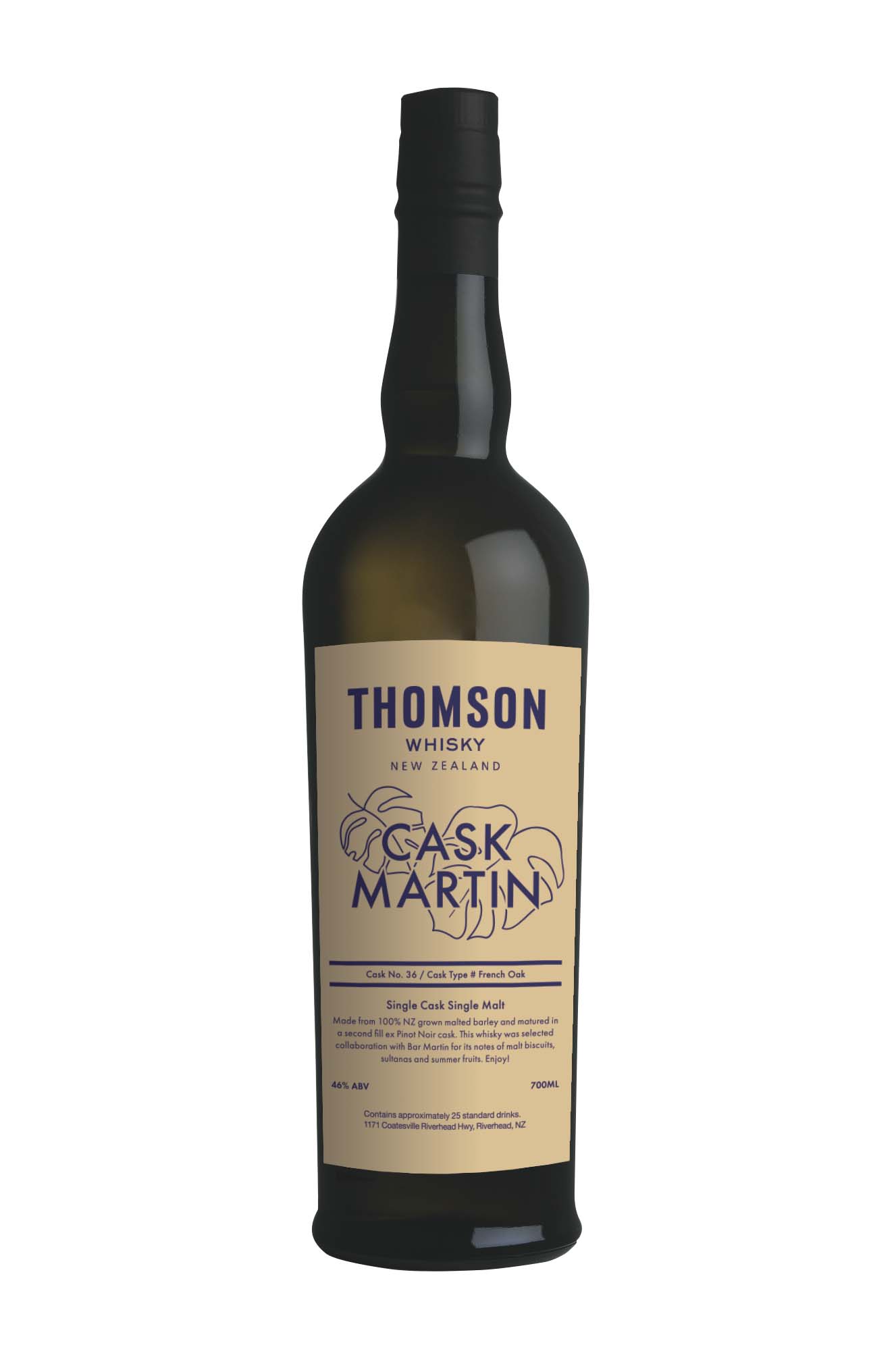 Thomson Whisky Cask Martin Single Malt NZ Whisky 700ml