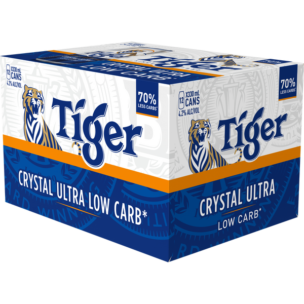 Tiger Crystal Ultra Low Carb Sleek 12 Pack Cans 330ml