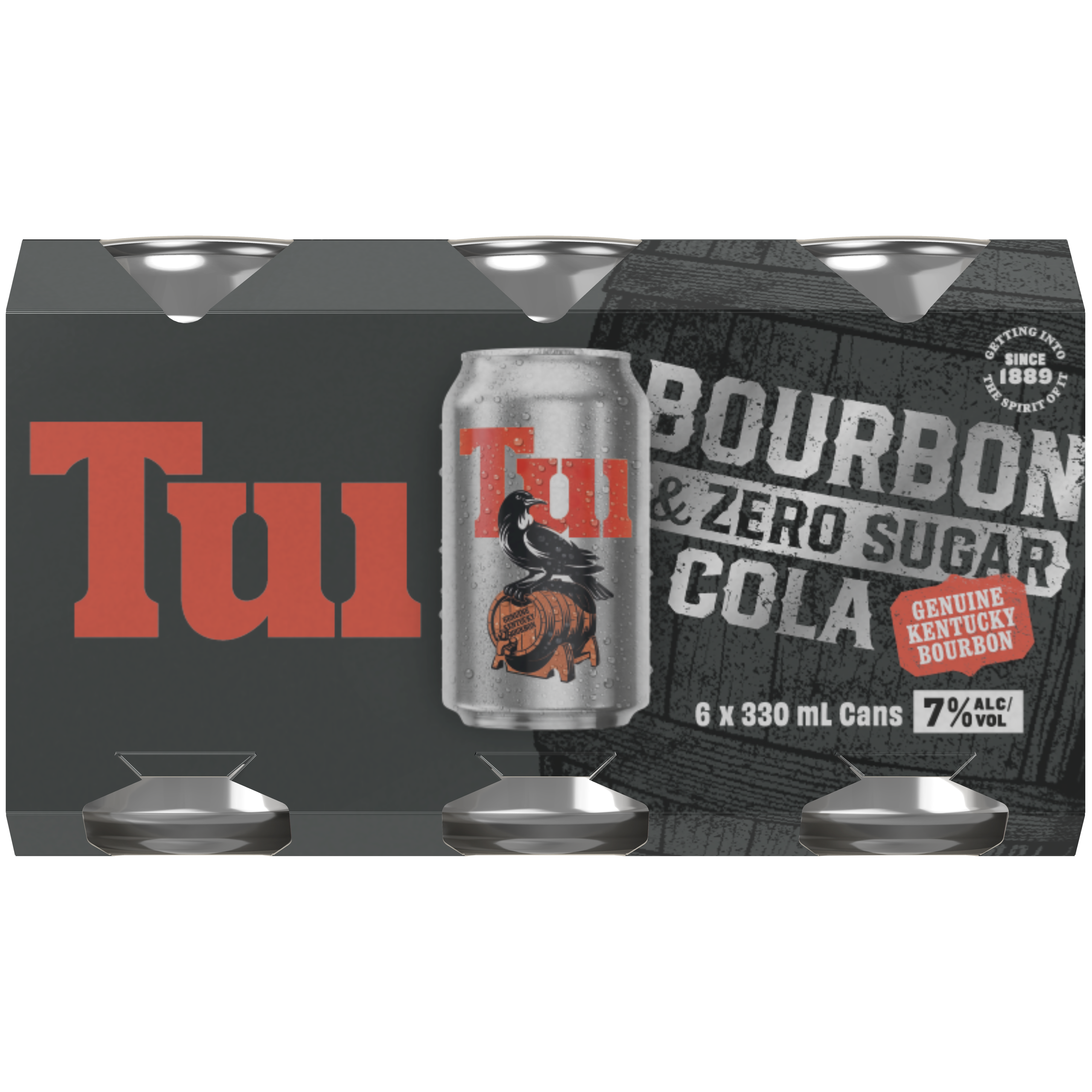 Tui Bourbon & Cola Zero Sugar 7% 6 Pack Cans 330ml