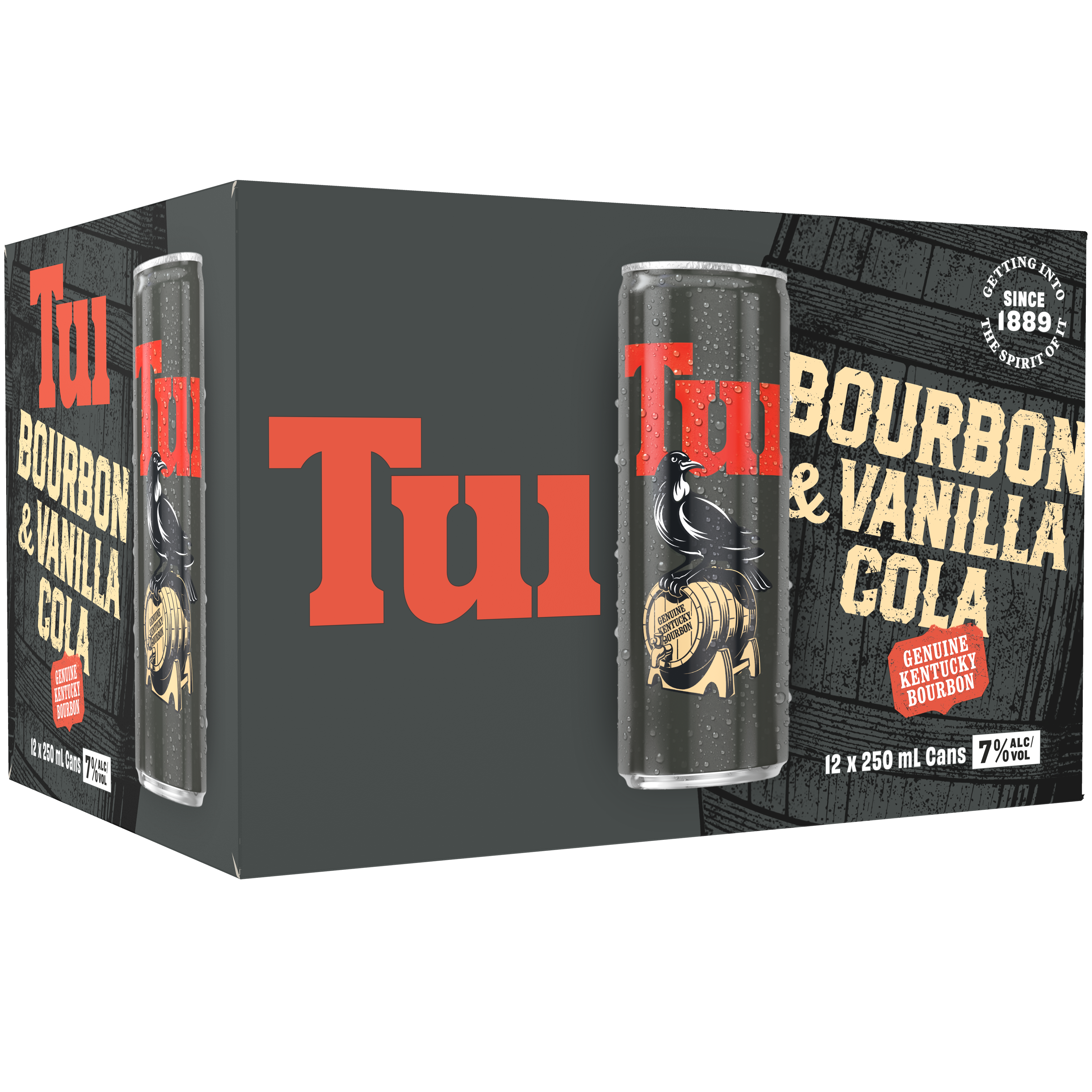 Tui Bourbon & Vanilla Cola 7% 12 Pack Cans 250ml