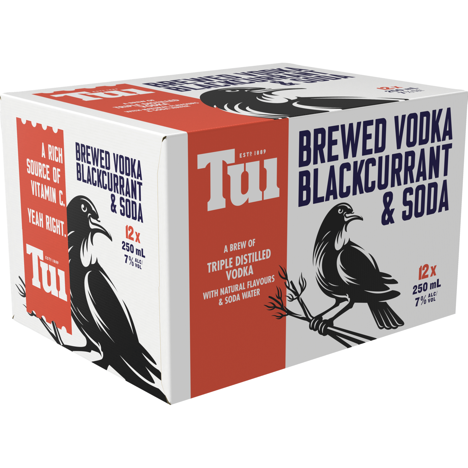 Tui Vodka Blackcurrant & Soda 7% 12 Pack Cans 250ml