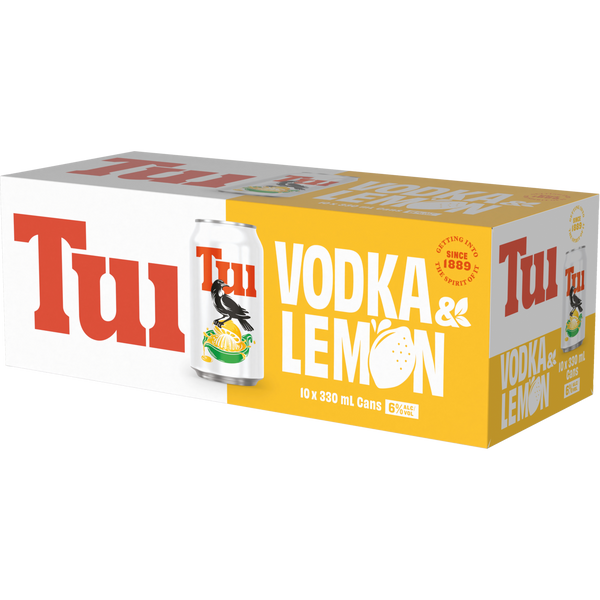 Tui Vodka & Lemon 6% 10 Pack Cans 330ml