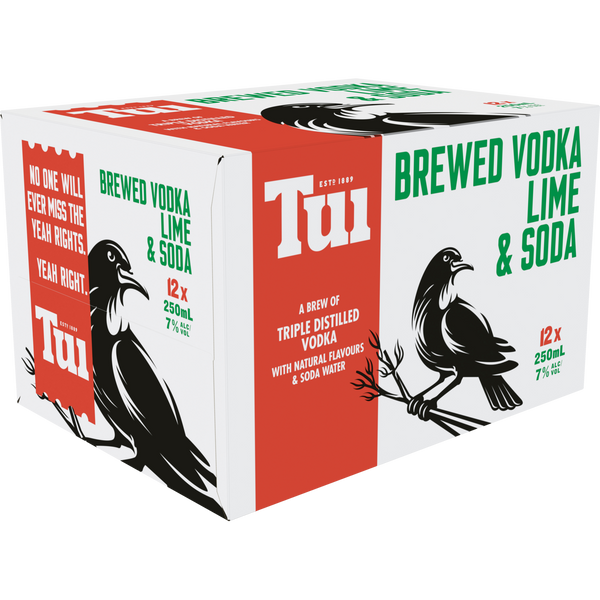 Tui Vodka Lime & Soda 7% 12 Pack Cans 250ml