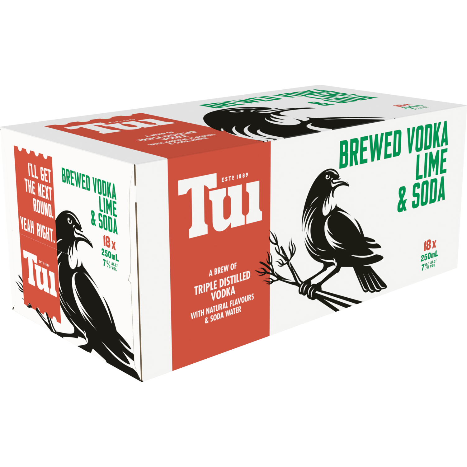 Tui Vodka Lime & Soda 7% 18 Pack Cans 250ml