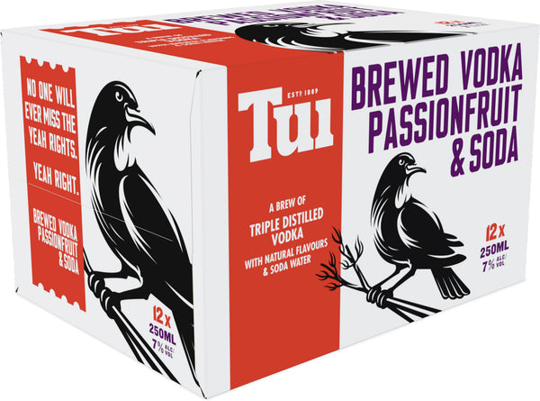 Tui Vodka Passionfruit & Soda 7% 12 Pack Cans 250ml