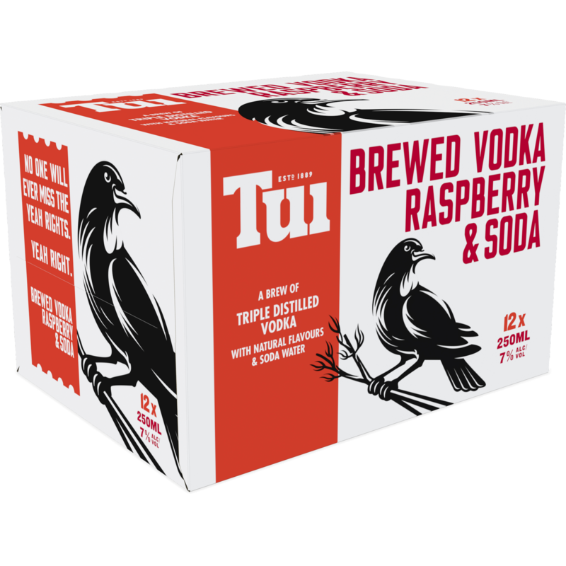 Tui Vodka Raspberry & Soda 7% 12 Pack Cans 250ml
