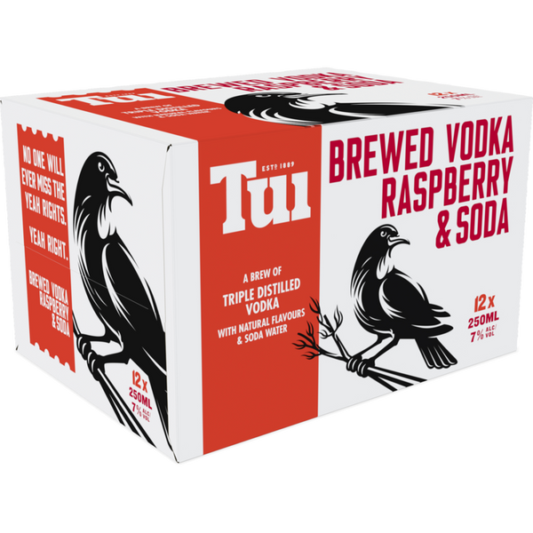 Tui Vodka Raspberry & Soda 7% 12 Pack Cans 250ml