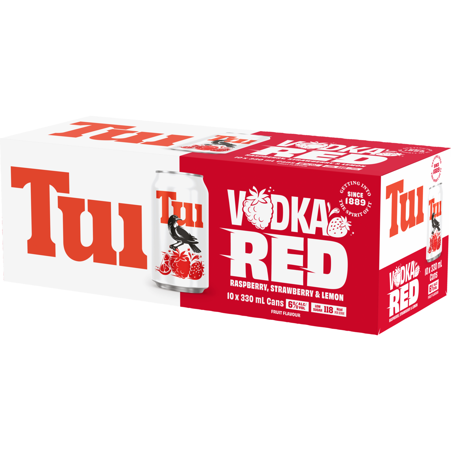Tui Vodka Red Raspberry Strawberry & Lemon 6% 10 Pack Cans 330ml