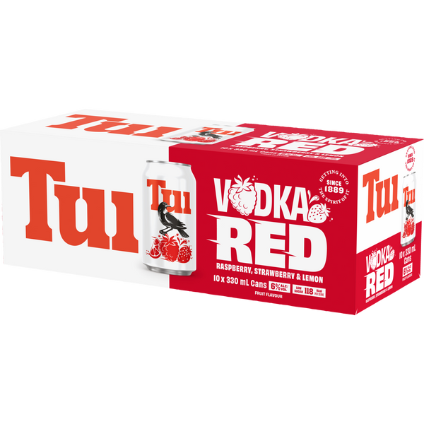 Tui Vodka Red Raspberry Strawberry & Lemon 6% 10 Pack Cans 330ml