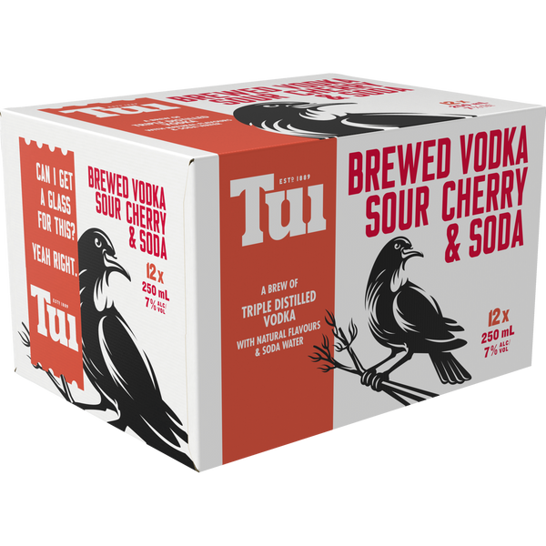 Tui Vodka Sour Cherry & Soda 7% 12 Pack Cans 250ml
