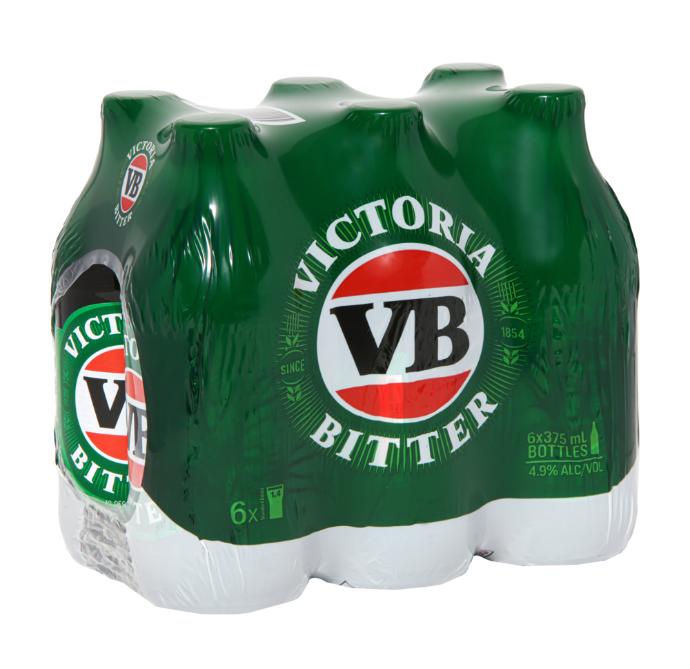 Victoria Bitter 6 Pack Bottles 375ml