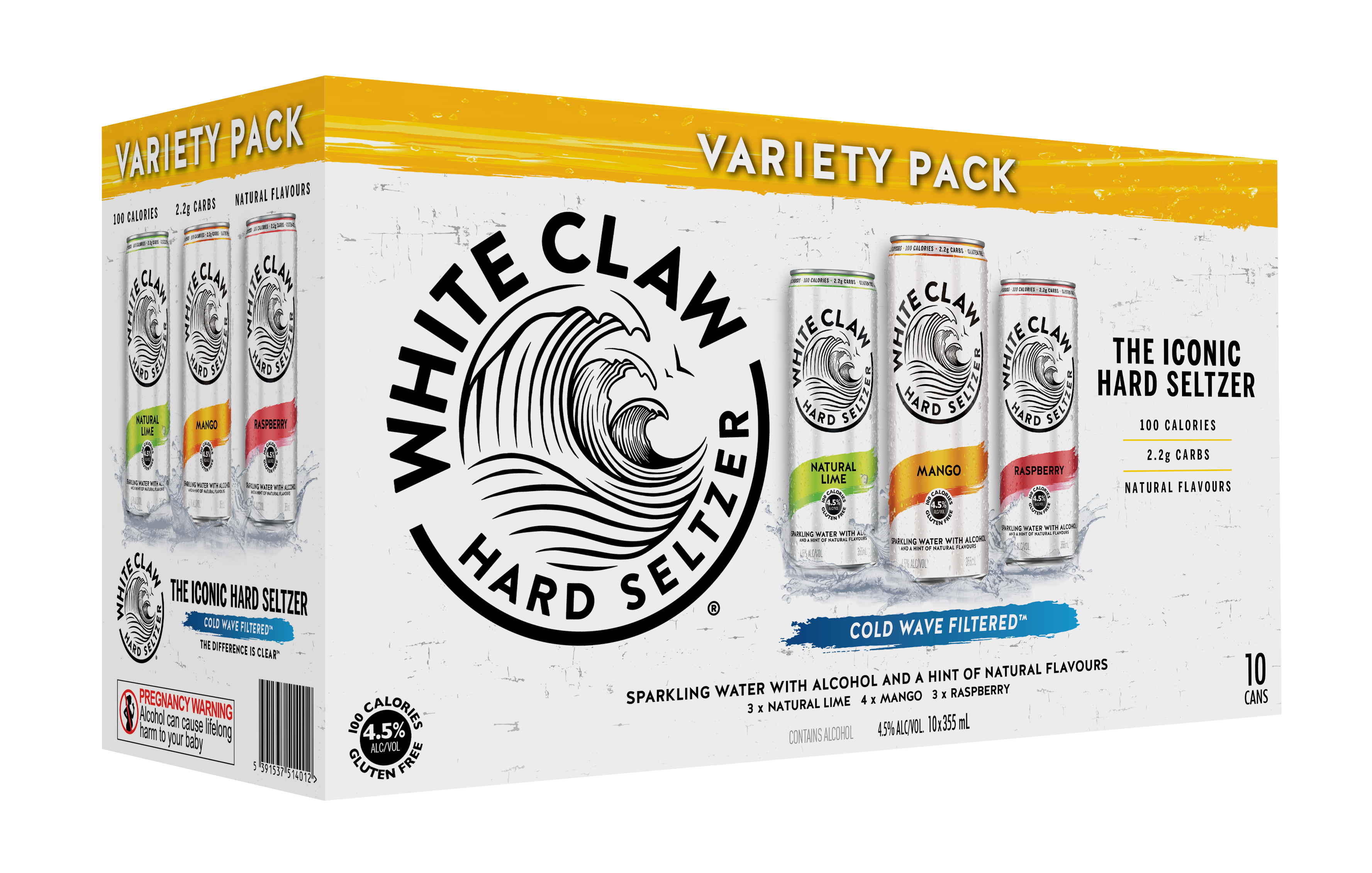 White Claw Variety 4.5% 10 Pack Cans 355ml
