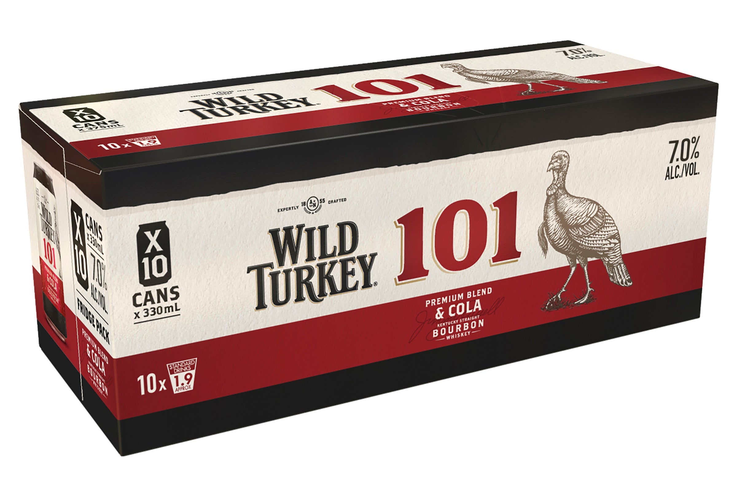Wild Turkey 101 Premium & Cola 7% 10 Pack Cans 330ml