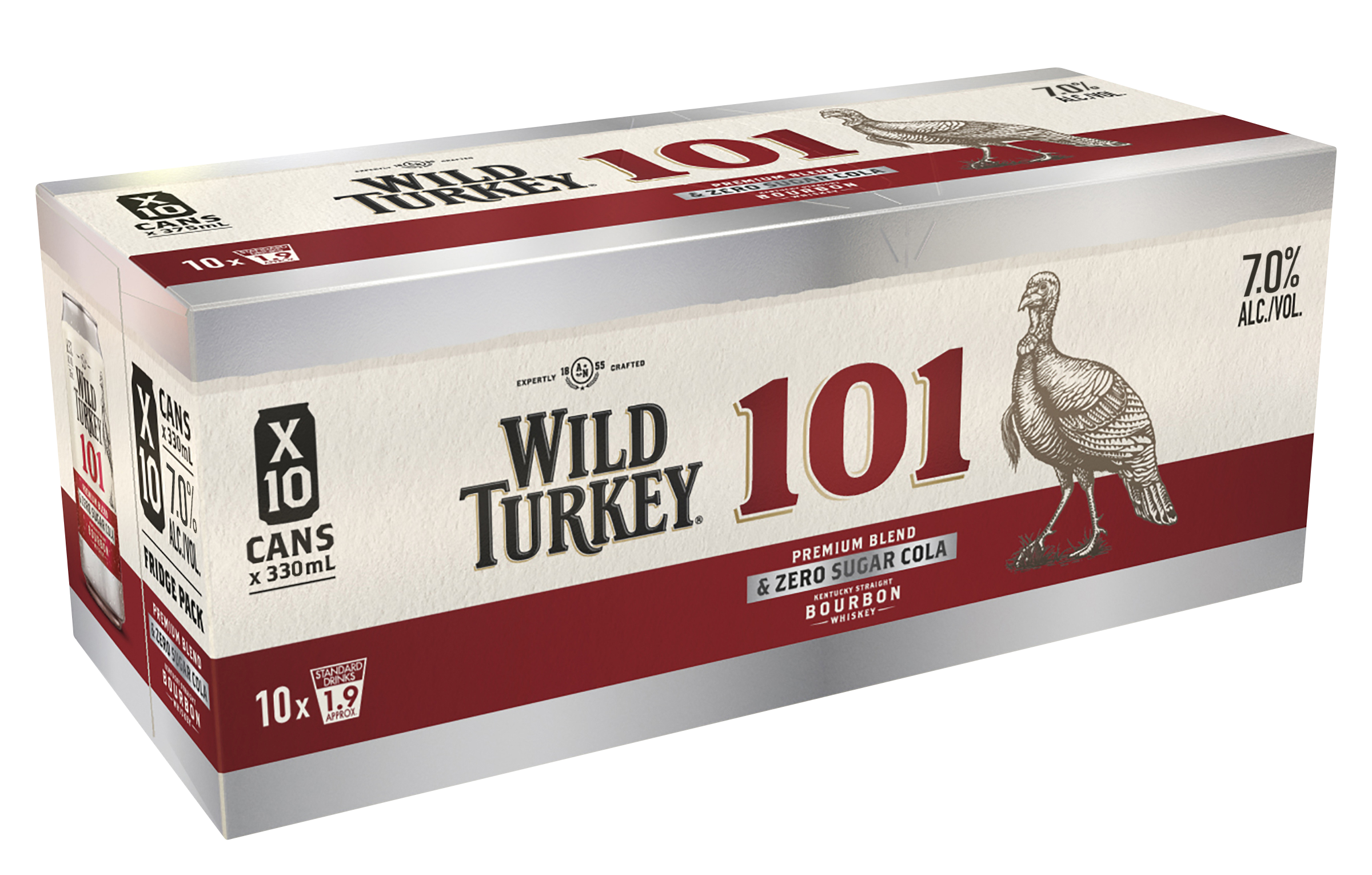 Wild Turkey 101 Zero Sugar Cola 7% 10 Pack Cans 330ml