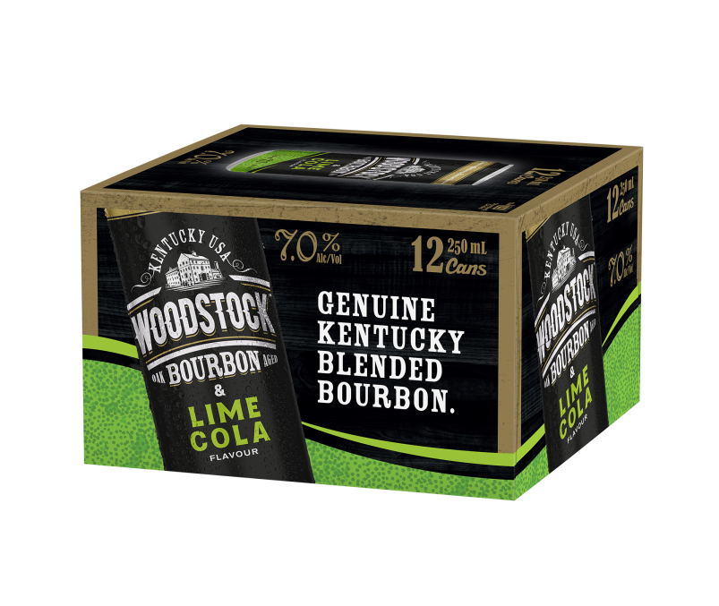 Woodstock Bourbon & Lime Cola 7% 12 Pack Cans 250ml