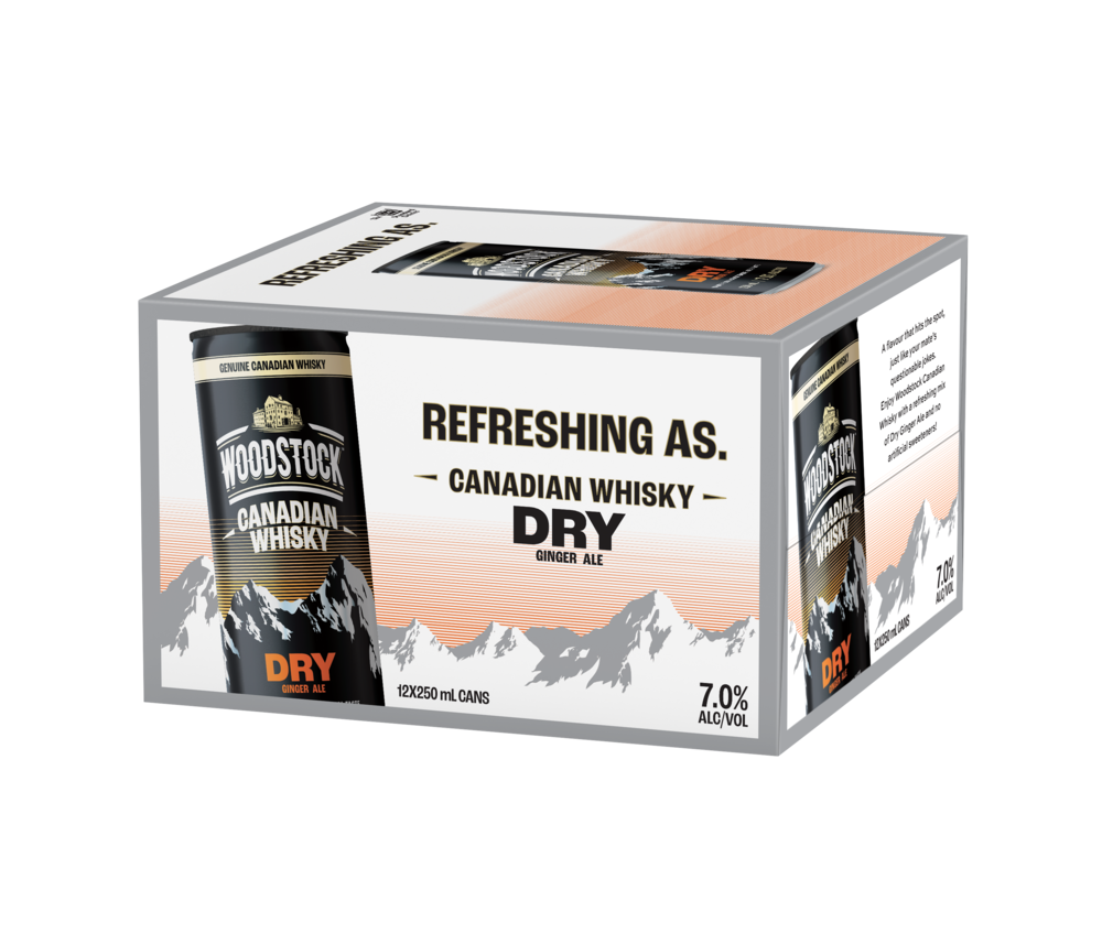 Woodstock Whiskey & Ginger Ale 7% 12 Pack Cans 250ml