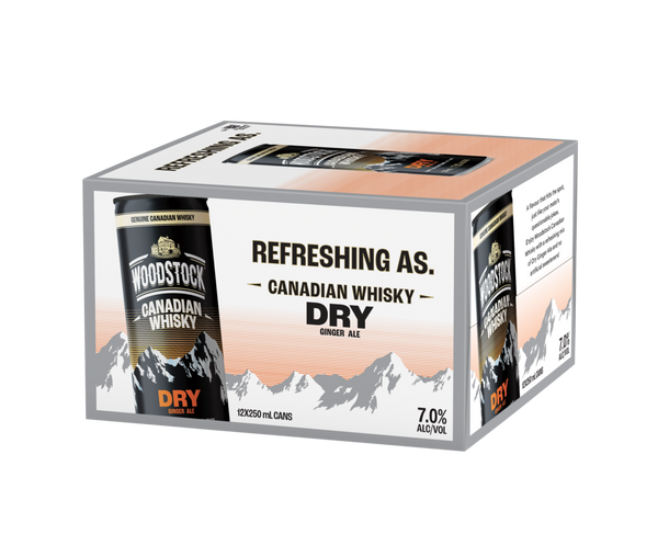 Woodstock Whiskey & Ginger Ale 7% 12 Pack Cans 250ml