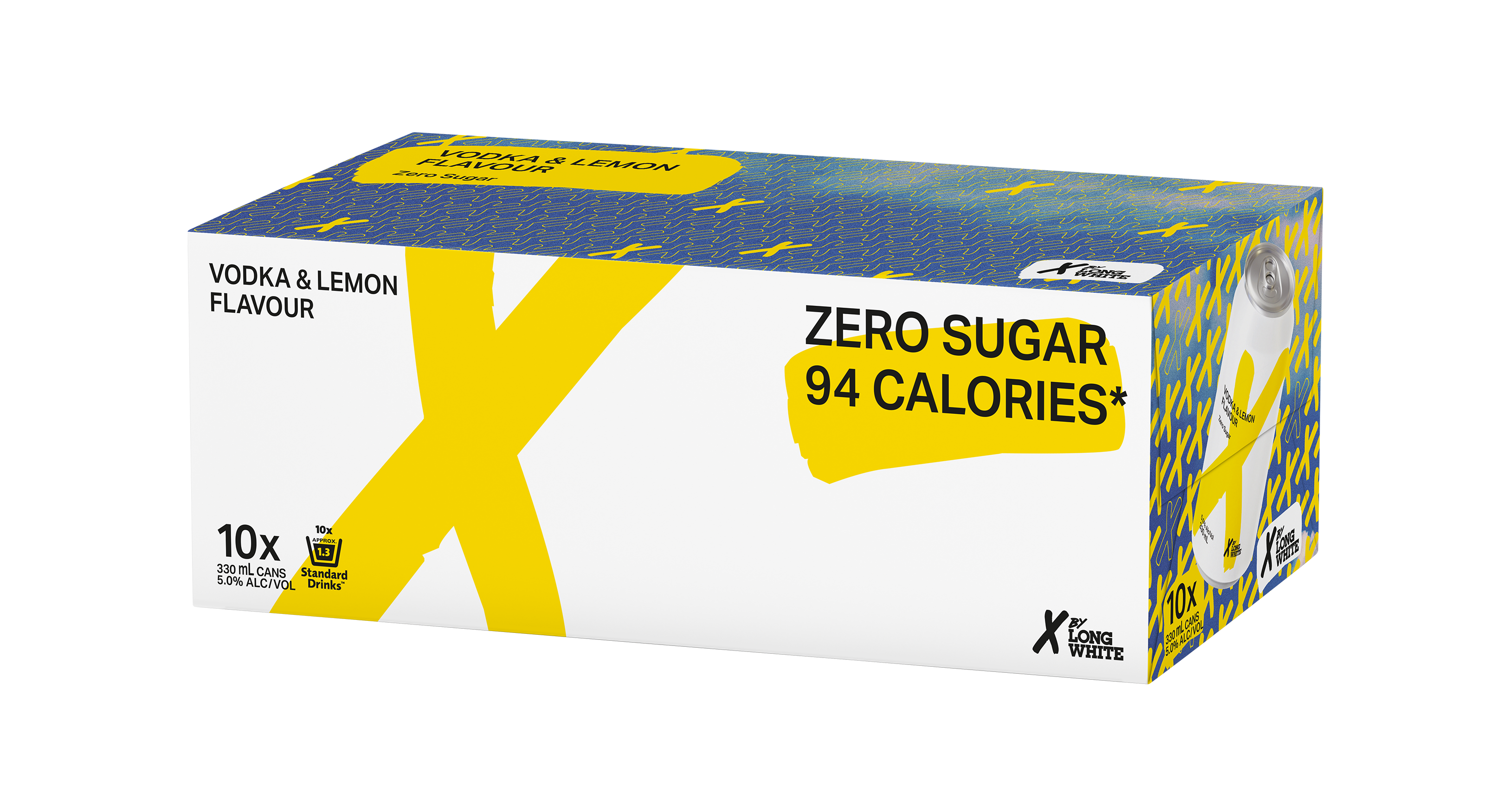 X Long White Zero Sugar Lemon 5% 10 Pack Cans 330ml