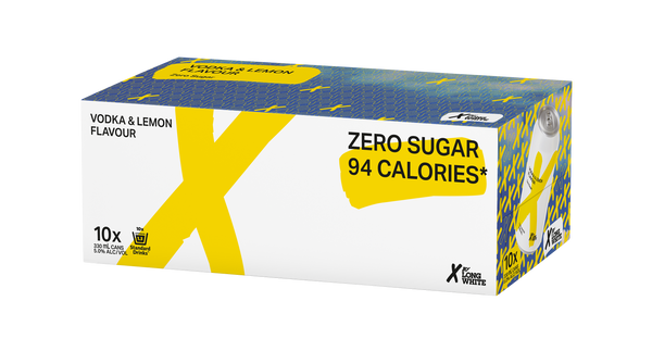 X Long White Zero Sugar Lemon 5% 10 Pack Cans 330ml