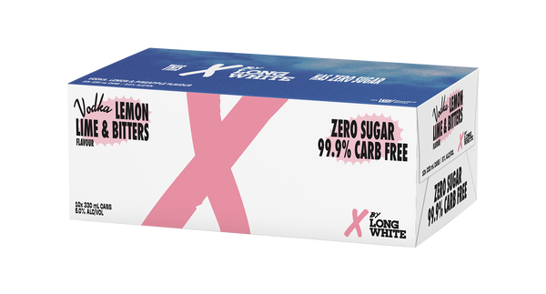 X Long White Zero Sugar Lemon Lime & Bitters 5% 10 Pack Cans 330ml