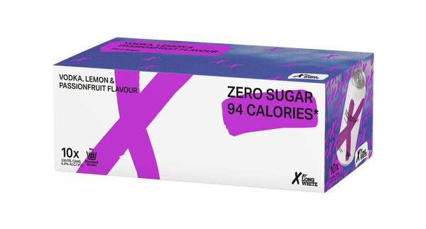 X Long White Zero Sugar Lemon Passionfruit 5% 10 Pack Cans 330ml