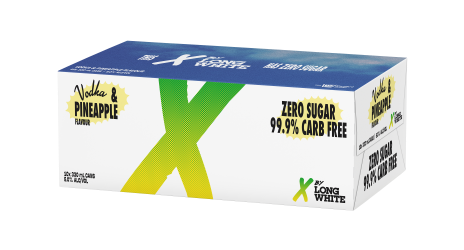 X Long White Zero Sugar Pineapple 5% 10 Pack Cans 330ml