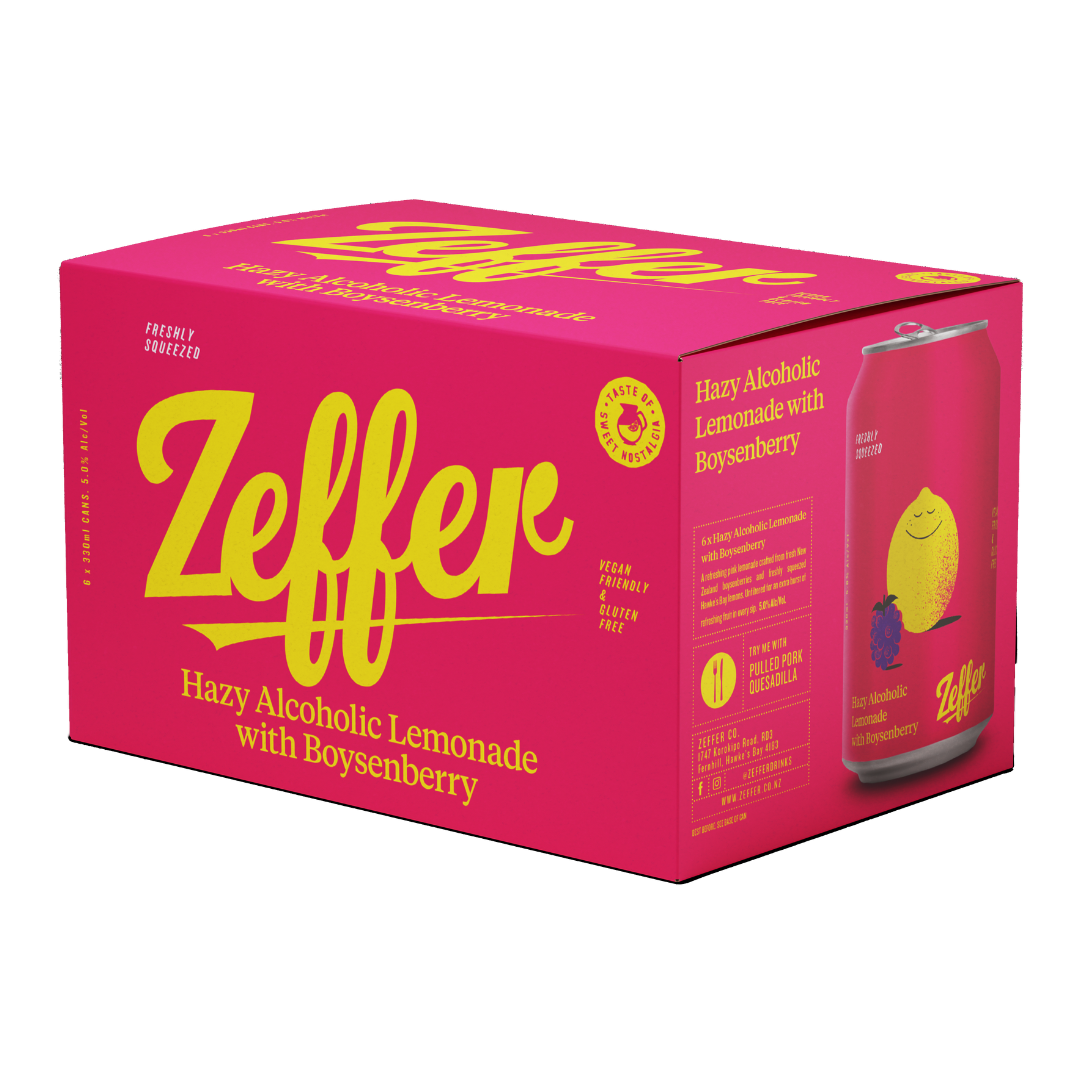 Zeffer Hazy Alcoholic Lemonade Boysenberry 5% 6 Pack Cans 330ml