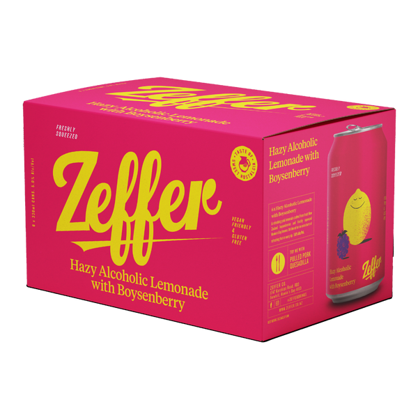 Zeffer Hazy Alcoholic Lemonade Boysenberry 5% 6 Pack Cans 330ml