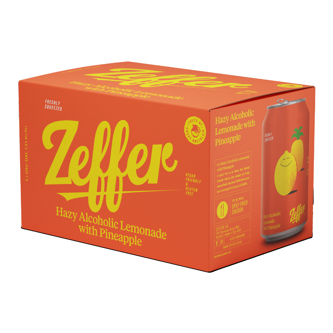 Zeffer Hazy Alcoholic Lemonade Pineapple 5% 6 Pack cans 330ml